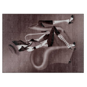 Lady Saxophone -Jazz-Inspired Glass Chopping Board