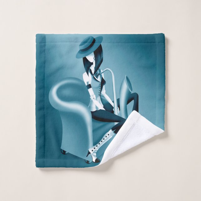 Lady Saxophonist - Jazz-Inspired Face Cloth (Wash Cloth)