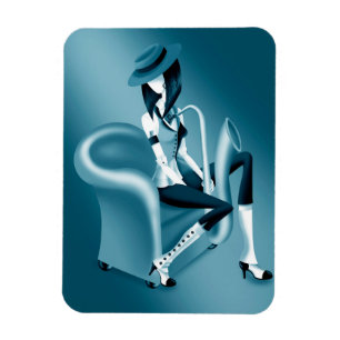 Lady Saxophonist - Jazz-Inspired Fridge Magnet