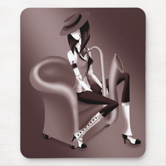Lady Saxophonist - Jazz-Inspired Mousemat  (Front)