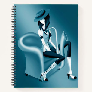 Lady Saxophonist - Jazz-Inspired Notebook