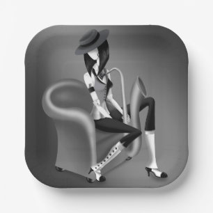 Lady Saxophonist - Jazz-Inspired Party Plates