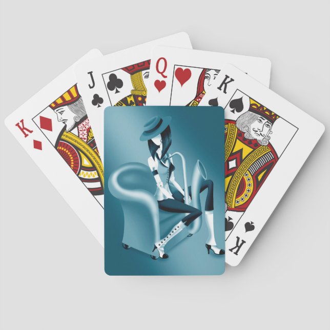 Lady Saxophonist - Jazz-Inspired Playing Card (Back)
