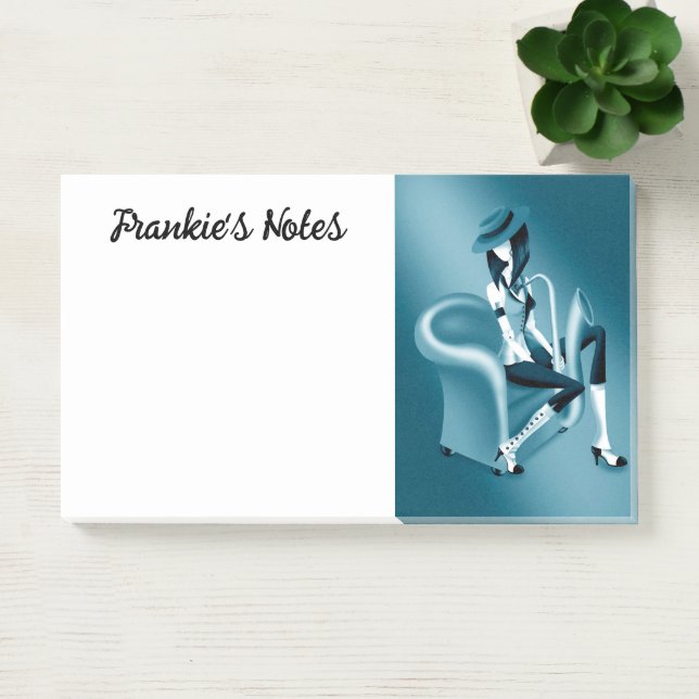 Lady Saxophonist - Jazz-Inspired Post-It Notes (Office)