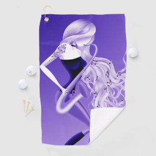 Lady Saxophonist Musician Golf Towel