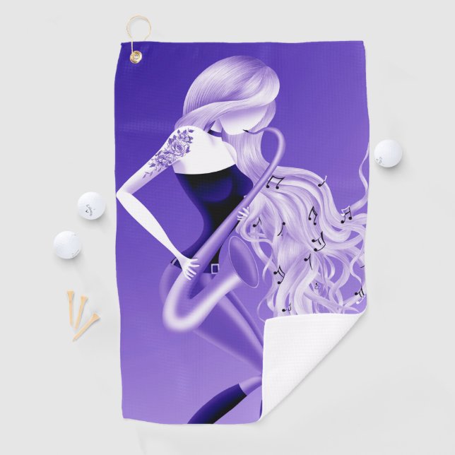 Lady Saxophonist Musician  Golf Towel (InSitu)
