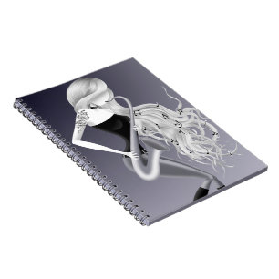 Lady Saxophonist Musician grey monochrome Notebook
