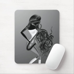 Lady Saxophonist Musician Luna Mouse Mat
