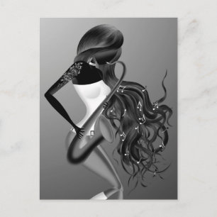 Lady Saxophonist Postcard