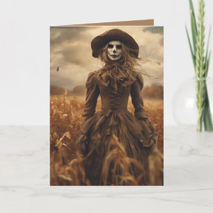 Lady Scarecrow Halloween Holiday Card