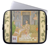 Lady seated in a Pavilion with attendants, from th