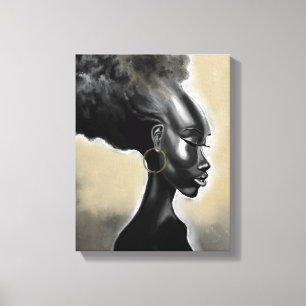 Lady Shy - Pretty African Woman - Migned Drawing Canvas Print