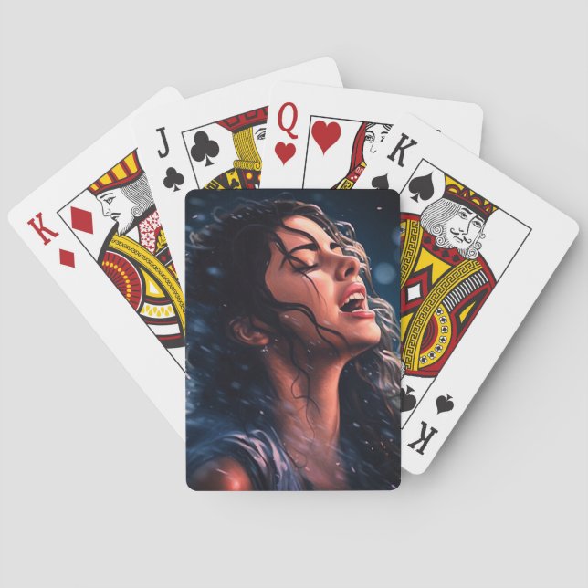 Lady Singing In The Rain Playing Cards (Back)