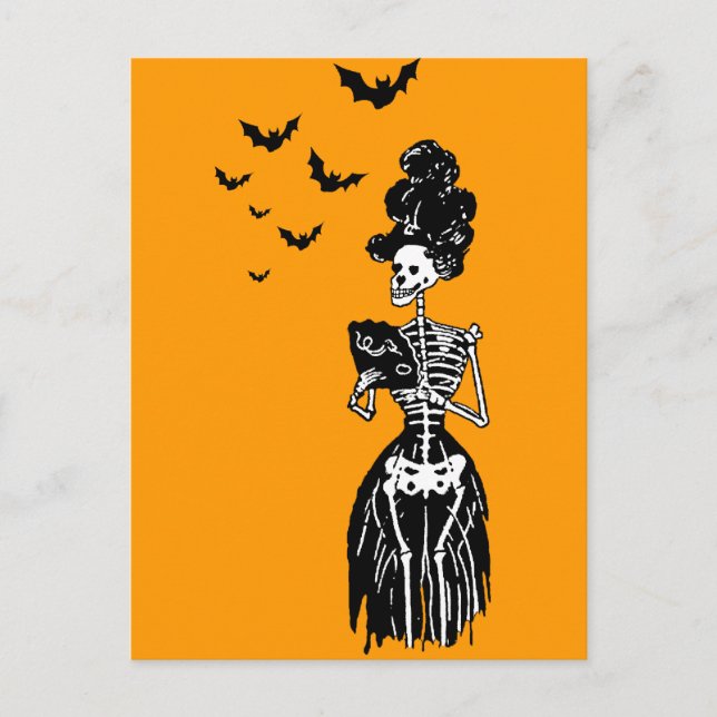 Lady Skelly with Bats Postcard (Front)
