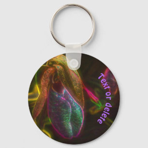 Lady Slipper Abstract Art Flower Personalised Key Ring