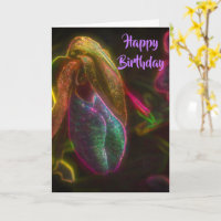 Lady Slipper Flower Fantasy Art Birthday
