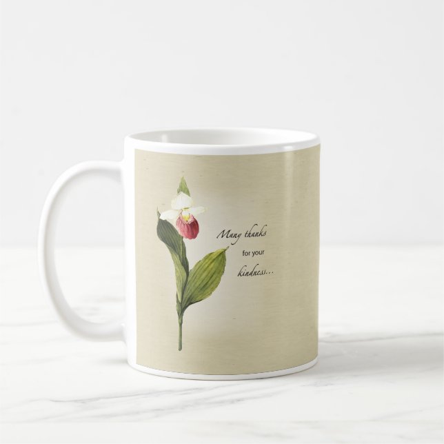 Lady Slipper Flower Thank You Kindness Coffee Mug (Left)