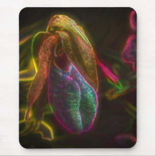Lady Slipper Orchid Abstract Flower Art Mouse Mat