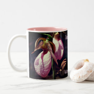 Lady Slipper Orchid Flower Pair Personalised Two-Tone Coffee Mug