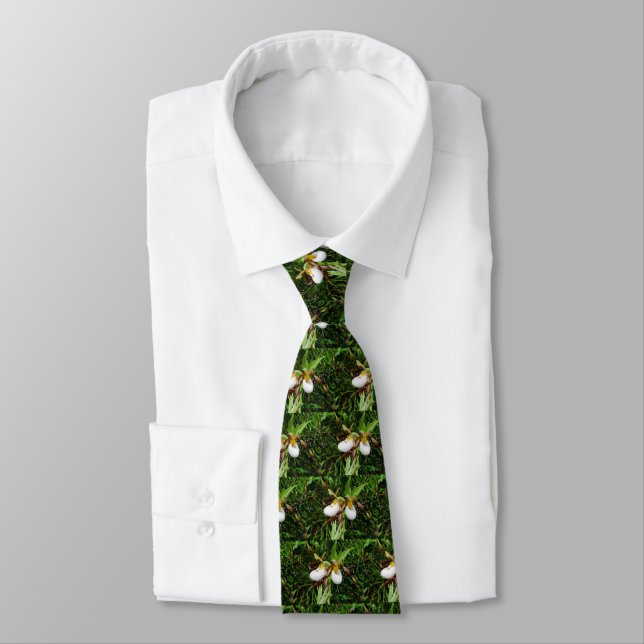 Lady Slipper Orchid Men's Tie (Tied)