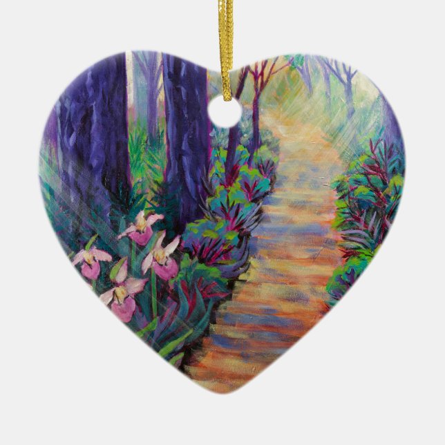 Lady Slippers on the Path Ceramic Tree Decoration (Front)