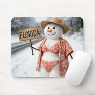 Lady Snowman Hitchhiking with a Florida Sign Mouse Mat
