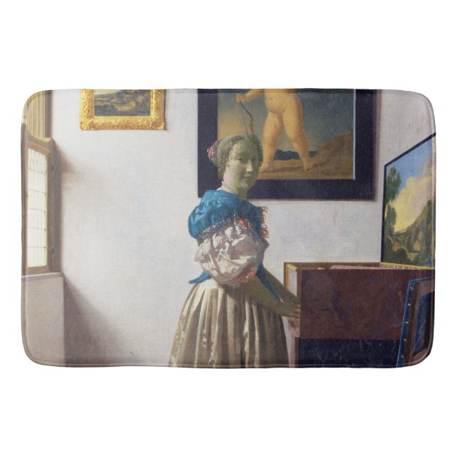 Lady Standing at a Virginal, Johannes Vermeer Bath Mat (Front)