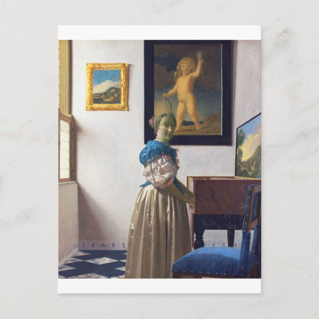 Lady Standing at a Virginal, Johannes Vermeer Postcard (Front)