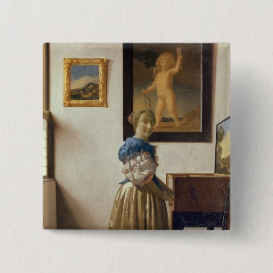Lady standing at the Virginal, c.1672-73 15 Cm Square Badge