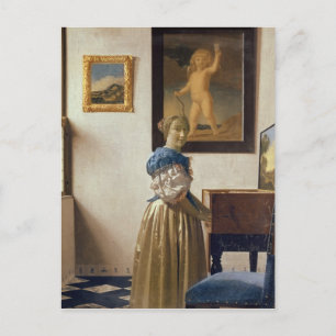 Lady standing at the Virginal, c.1672-73 Postcard
