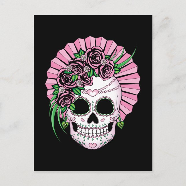 Lady Sugar Skull Postcard (Front)