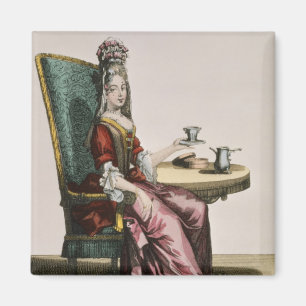 Lady Taking Coffee, fashion plate, c.1695 (engravi Magnet