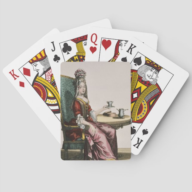 Lady Taking Coffee, fashion plate, c.1695 (engravi Playing Cards (Back)