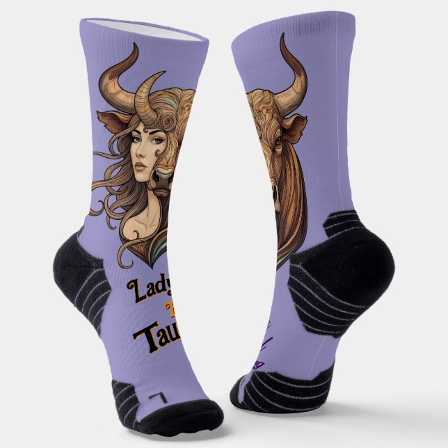 Lady Taurus Socks – Unique and Zodiac Detail (Angled)