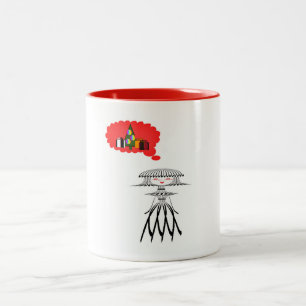 LADY THINKING ABOUT CHRISTMAS Two-Tone COFFEE MUG