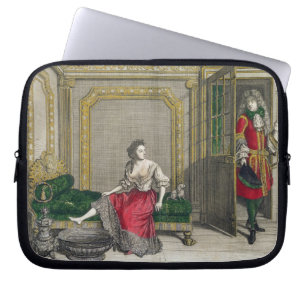 Lady undressing for the bath, published c.1688-90 laptop sleeve