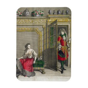 Lady undressing for the bath, published c.1688-90 magnet