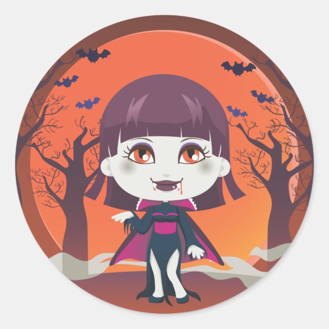 Lady Vampire Classic Round Sticker (Front)