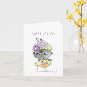 Lady Violet black pug Easter card