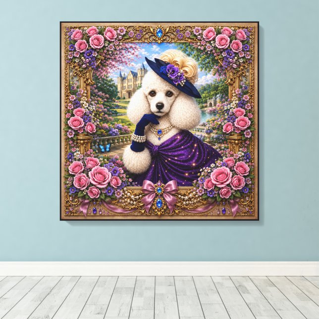 Lady Violet Poodle  Canvas Print (Insitu(Wood Floor))