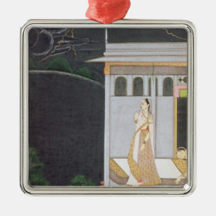 Lady waiting for her lover metal tree decoration