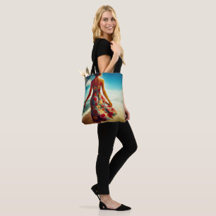 Lady Walking On Beach Tote Bag