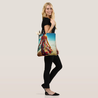 Lady Walking On Beach Tote Bag