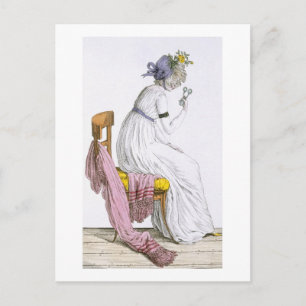 Lady wearing a negligee, from 'Costume Parisien', Postcard
