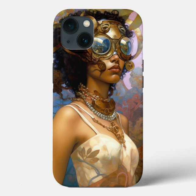 Lady Wearing Goggles Black Fantasy Sci-Fi  Case-Mate iPhone Case (Back)
