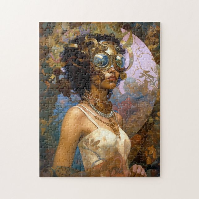 Lady Wearing Goggles Black Fantasy Sci-Fi  Jigsaw Puzzle (Vertical)