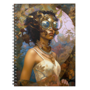 Lady Wearing Goggles Black Fantasy Sci-Fi  Notebook
