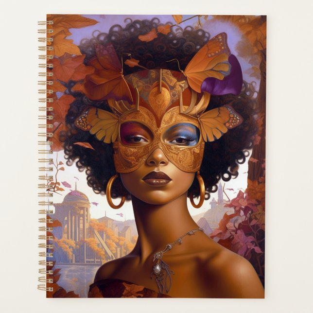 Lady Wearing Goggles Black Fantasy Sci-Fi  Planner (Front)