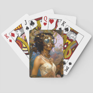 Lady Wearing Goggles Black Fantasy Sci-Fi  Playing Cards