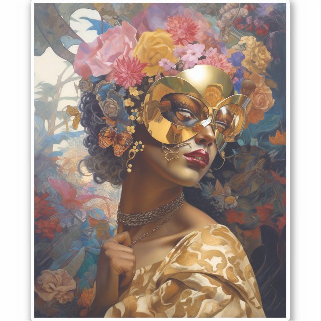 Lady Wearing Mask Black Fantasy Art (Front)